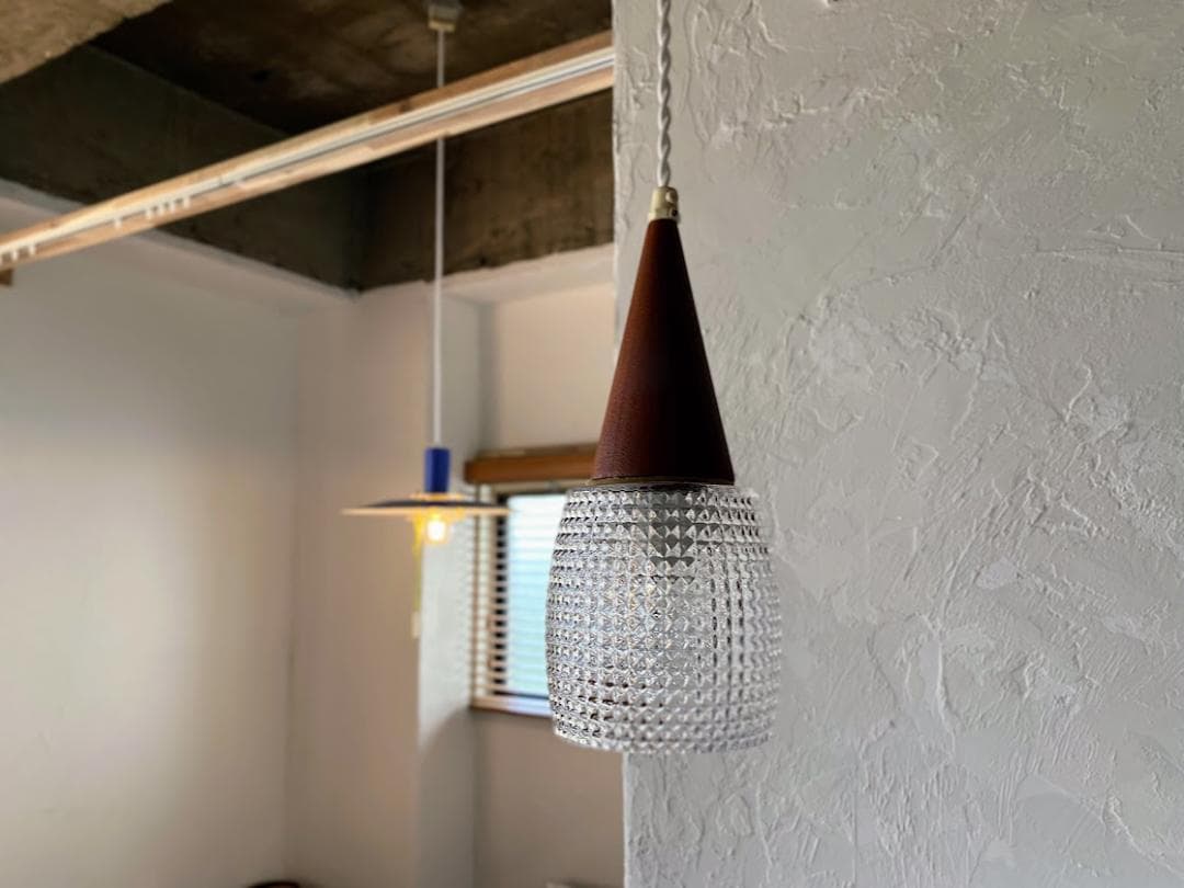 1960s デンマーク製 チーク ガラス ペンダントライト