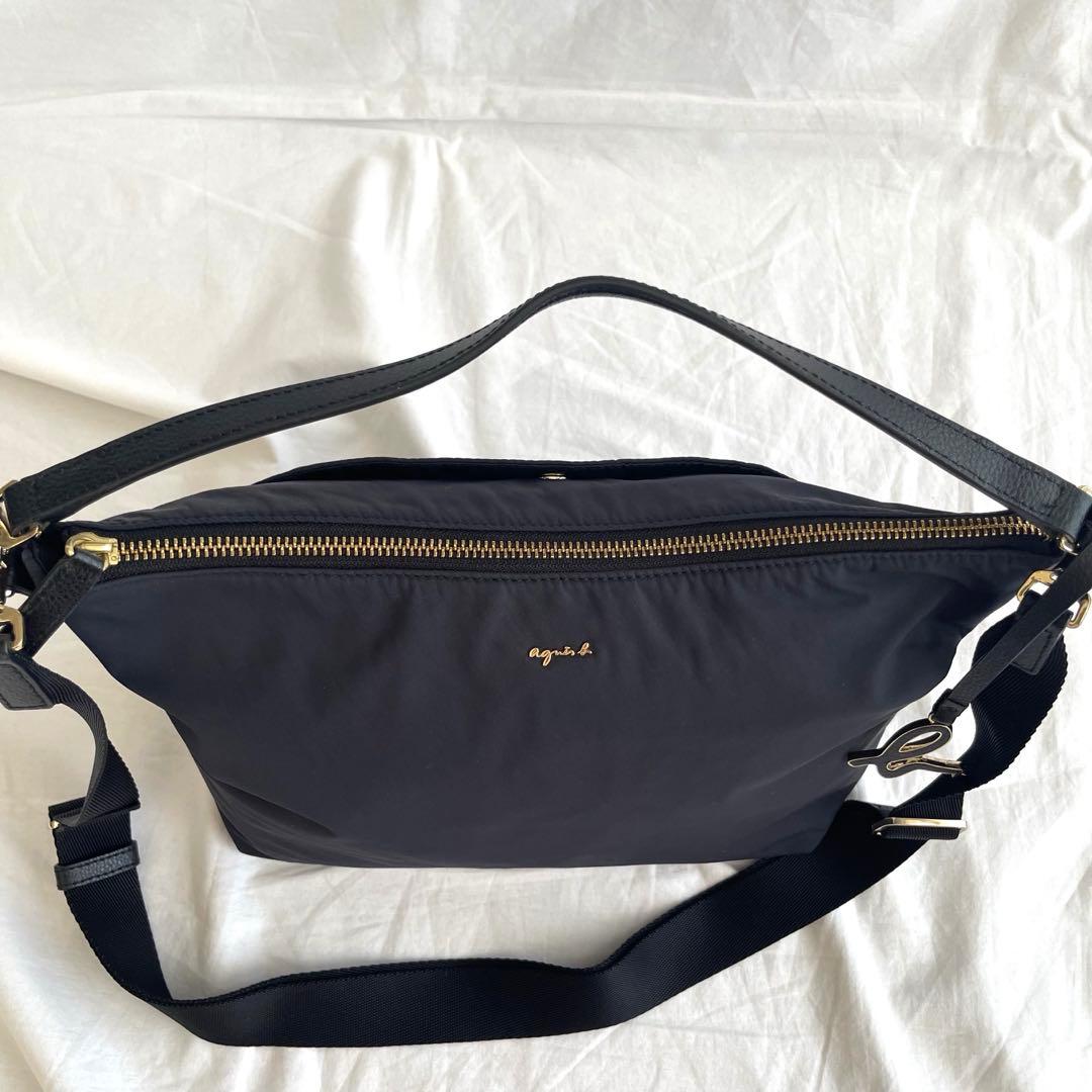 【美品】agnes b. アニエスベー　2way ショルダーバッグ　ロゴチャーム