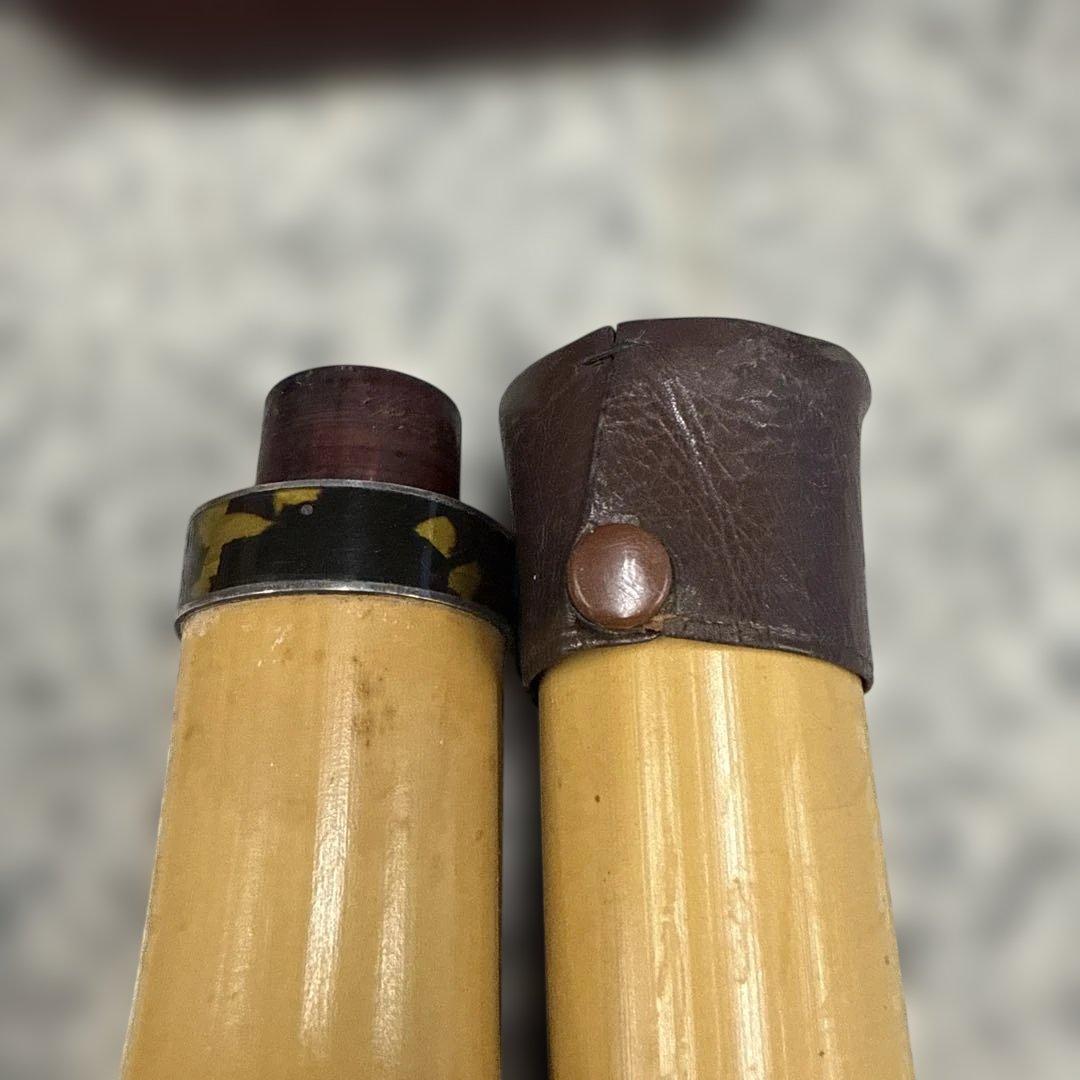 が*う様 尺八本体 竹製 革製キャップ付き 和楽器 音楽 管楽器 レトロ 小物