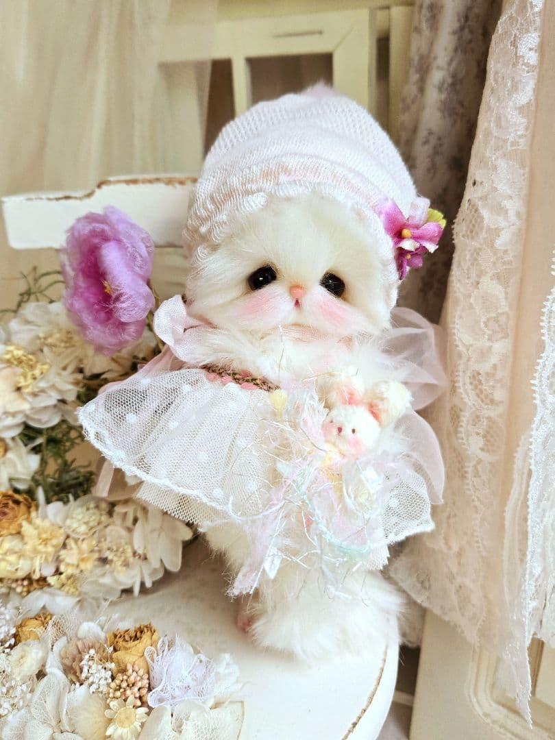 お花の妖精 ちっちゃなねこちゃん♡ テディベア ぬいぐるみ ドール