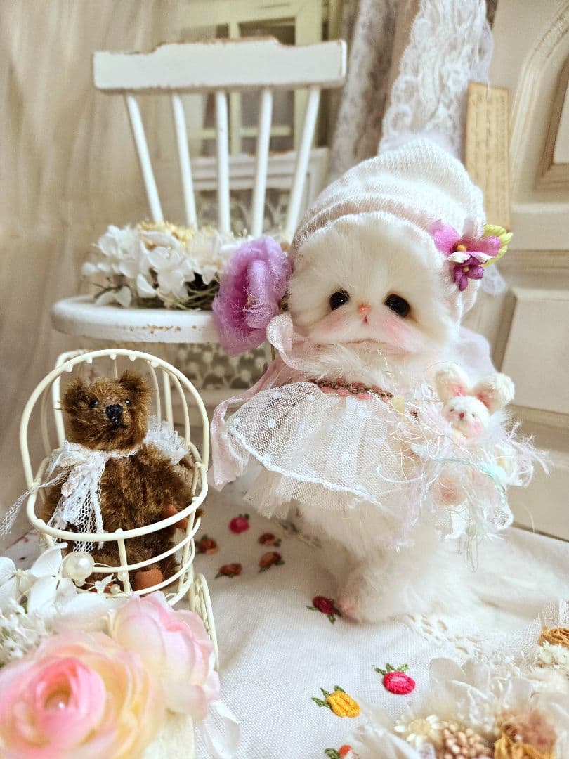 お花の妖精 ちっちゃなねこちゃん♡ テディベア ぬいぐるみ ドール