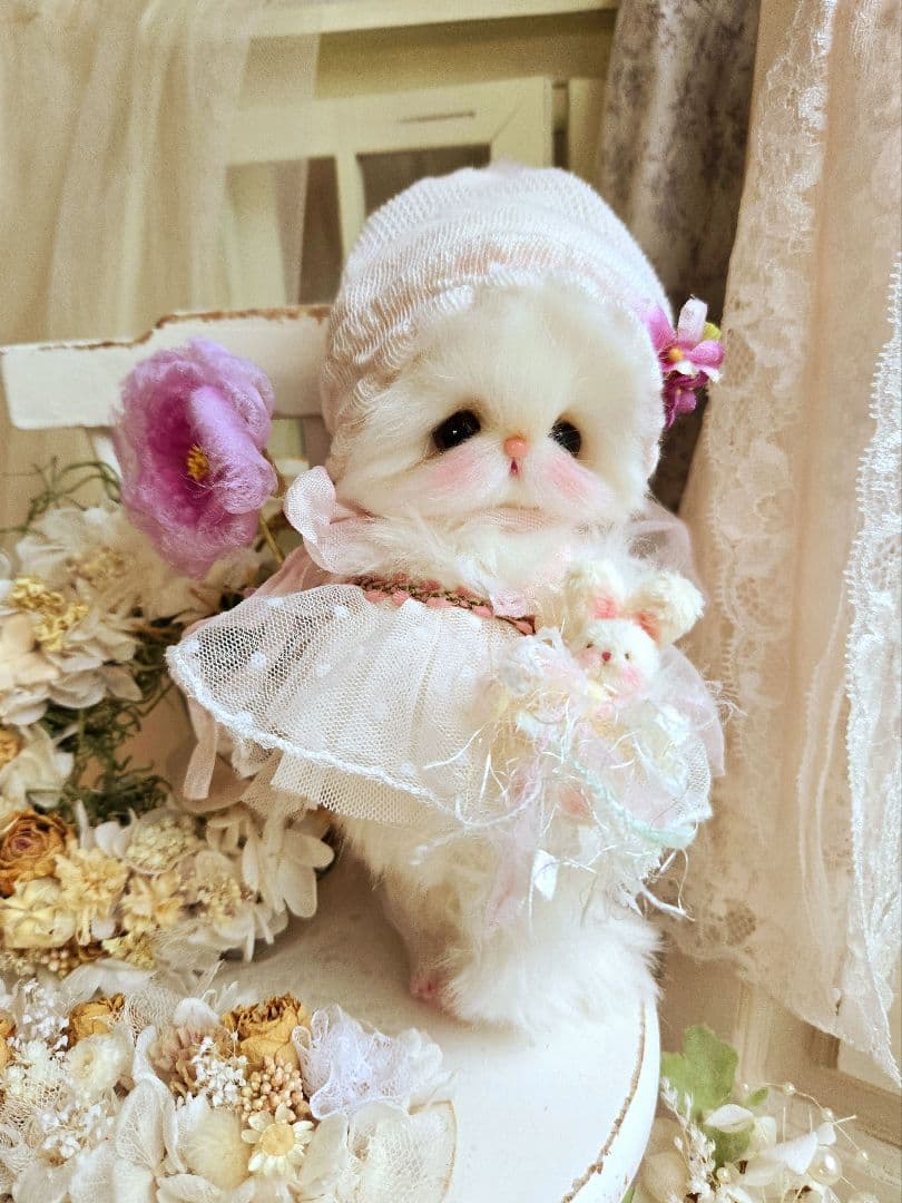 お花の妖精 ちっちゃなねこちゃん♡ テディベア ぬいぐるみ ドール