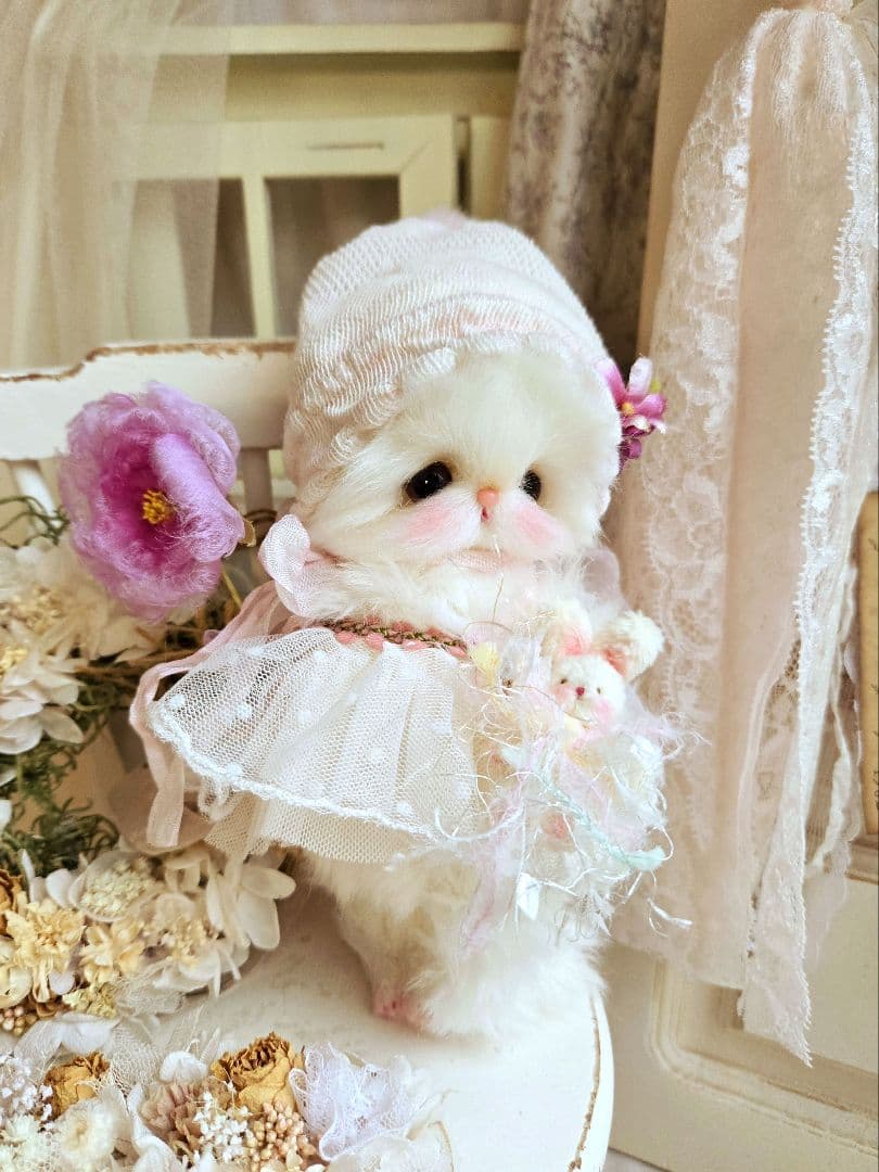 お花の妖精 ちっちゃなねこちゃん♡ テディベア ぬいぐるみ ドール