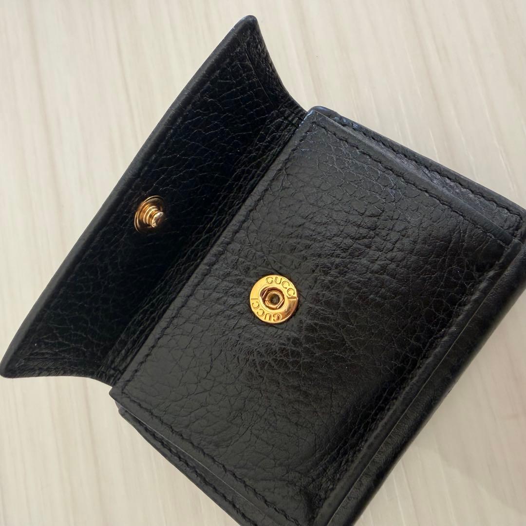 GUCCI ブラックレザー 三つ折り財布