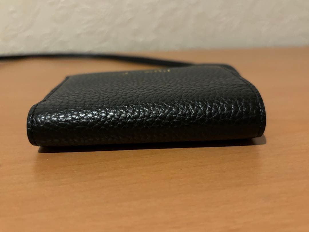 【美品】agnès b. ブラック　牛革　三つ折り財布