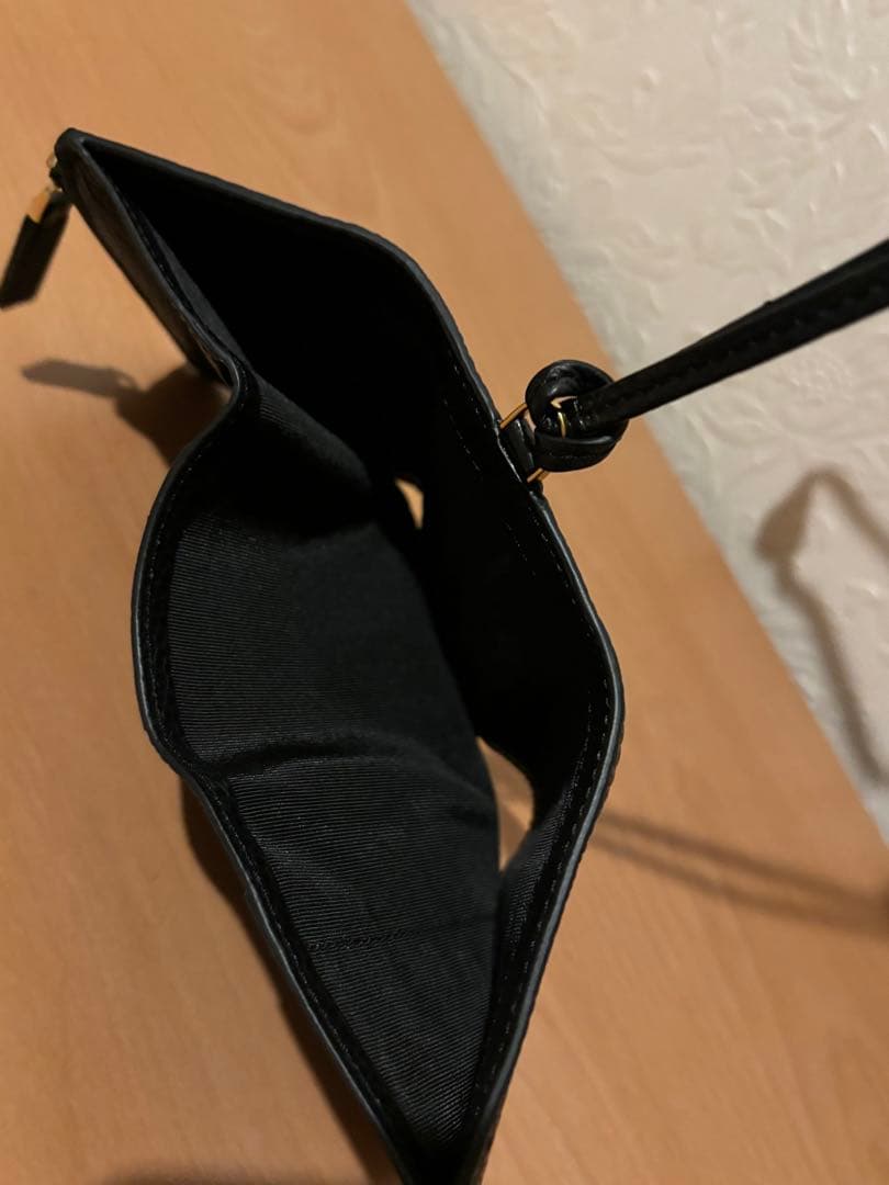 【美品】agnès b. ブラック　牛革　三つ折り財布