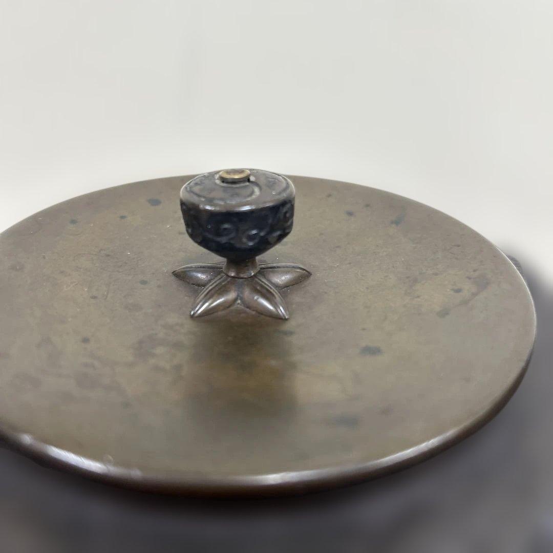 希少　色紙釜 風炉釜 茶道具　蓋　龍文堂造刻印有り