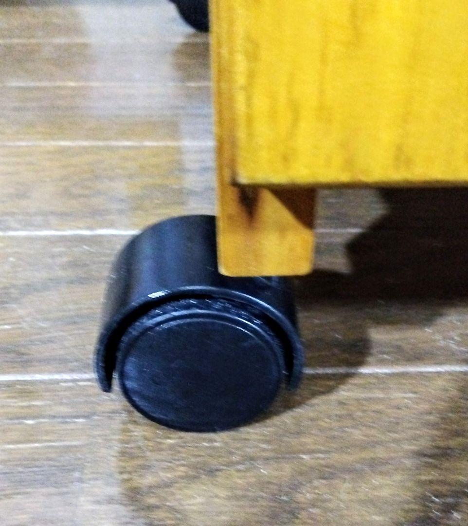 【アンティーク】収納付折畳デスク　多機能サイドテーブル　（キャスター付）匿名配送