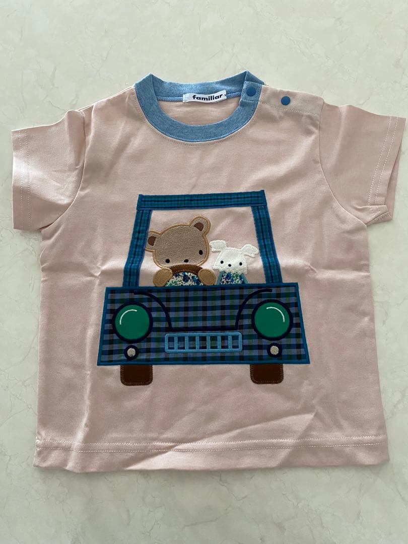ファミリアfamilia ピンク色車柄Tシャツ