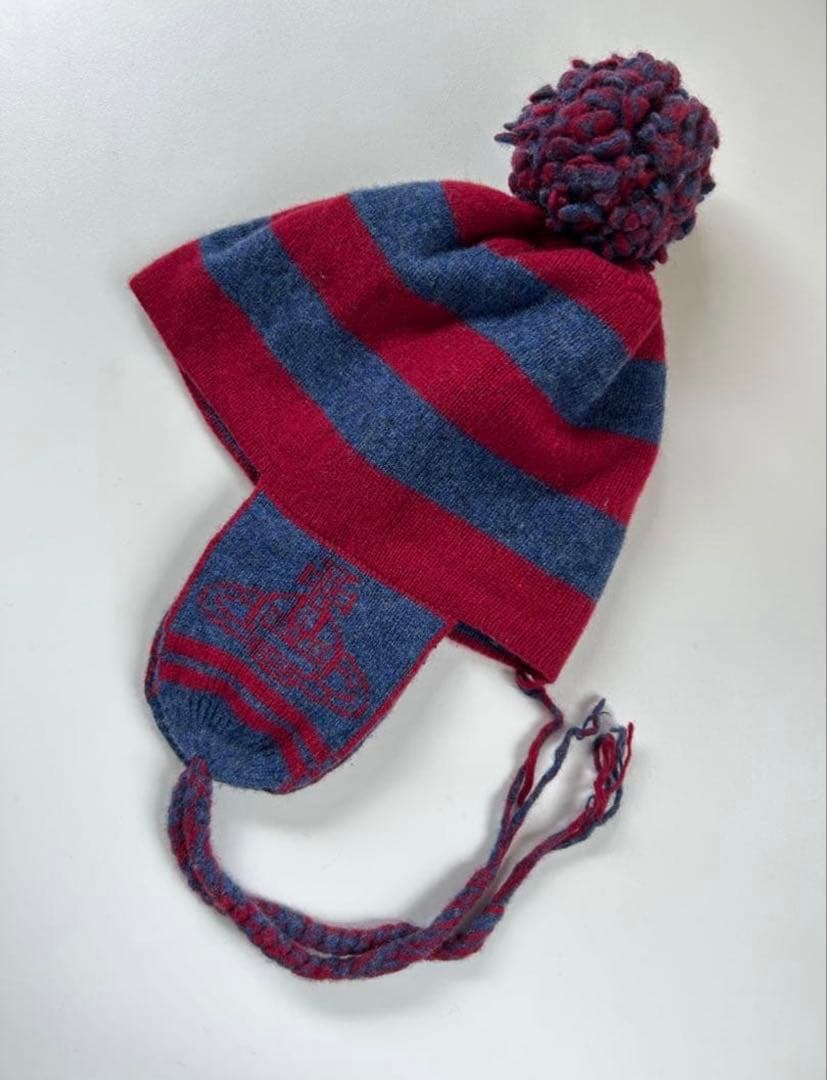 vivian westwood ニット帽　y2k 耳あて付きニット帽　ストライプ