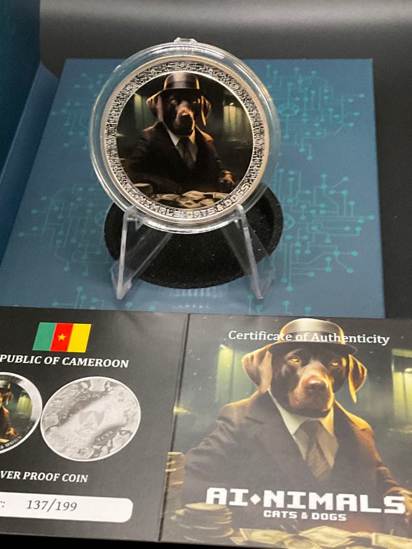 カメルーン共和国 AI ANIMALS 1オンス プルーフ銀貨 犬　137