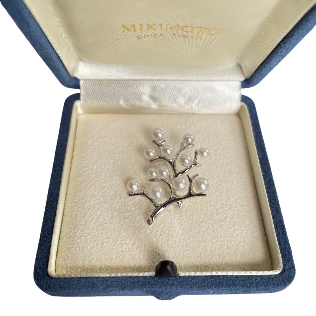 【極美品】 ミキモト 幸福の木 シルバー ブローチ 巾着 箱付き