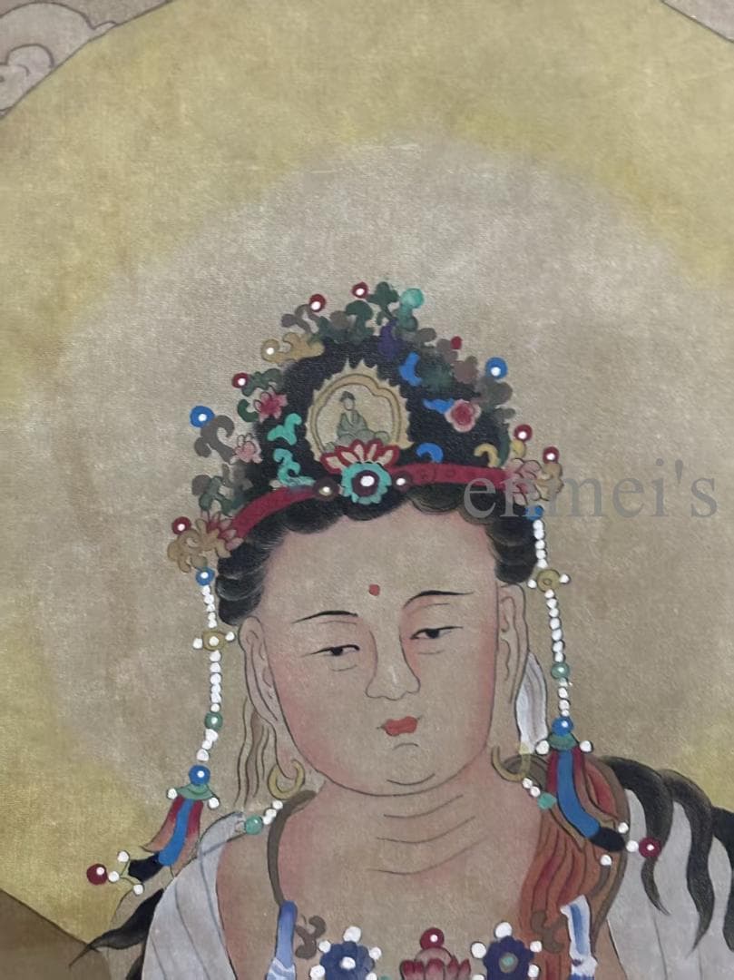 中国古美術 近代 丁観鵬 観音菩薩 掛軸 水墨画 肉筆 中国書画 古美味 中堂画