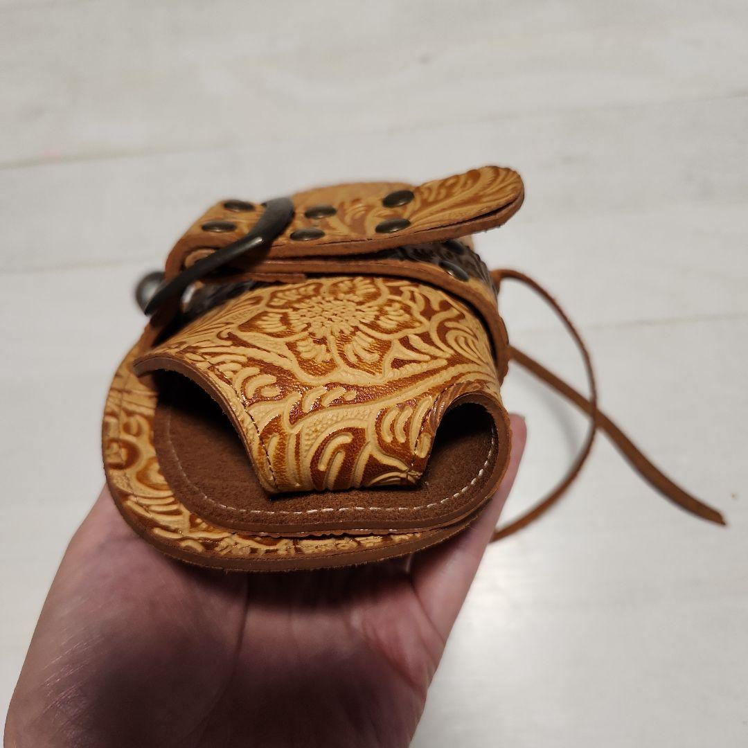 レザーウォレット革財布透かし彫カービング×パイソン ストラップ付&ウエストケース