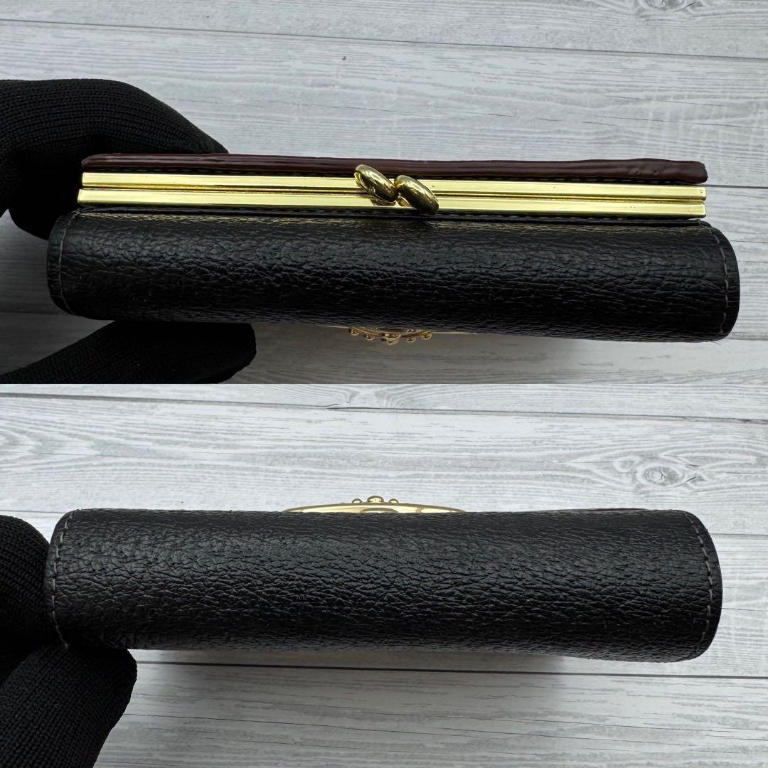 【極美品】ヴィヴィアンウエストウッド 三つ折り財布 がま口　レザー ブラック