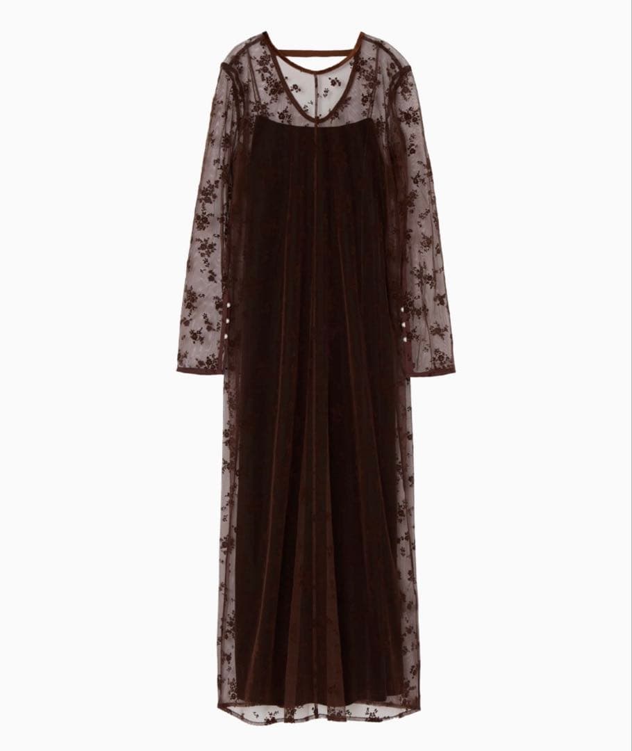 【美品/値下可】kaene フロッキーベロア2wayドレス 34 ダークブラウン