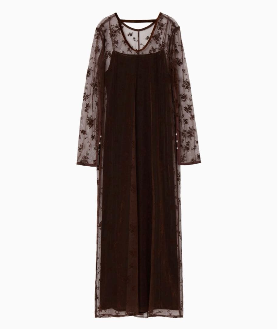 【美品/値下可】kaene フロッキーベロア2wayドレス 34 ダークブラウン