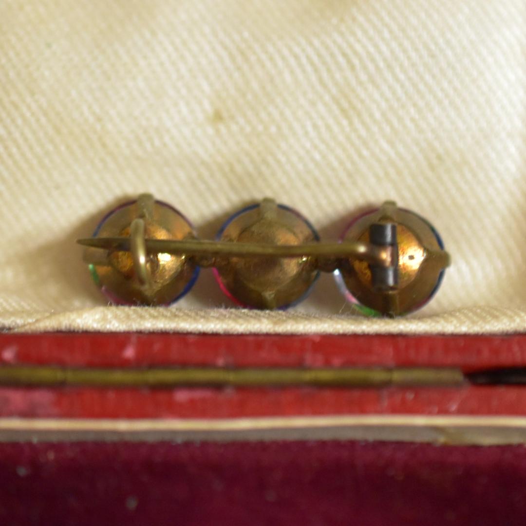 アンティーク 虹色 初期 アイリスガラスのブローチ