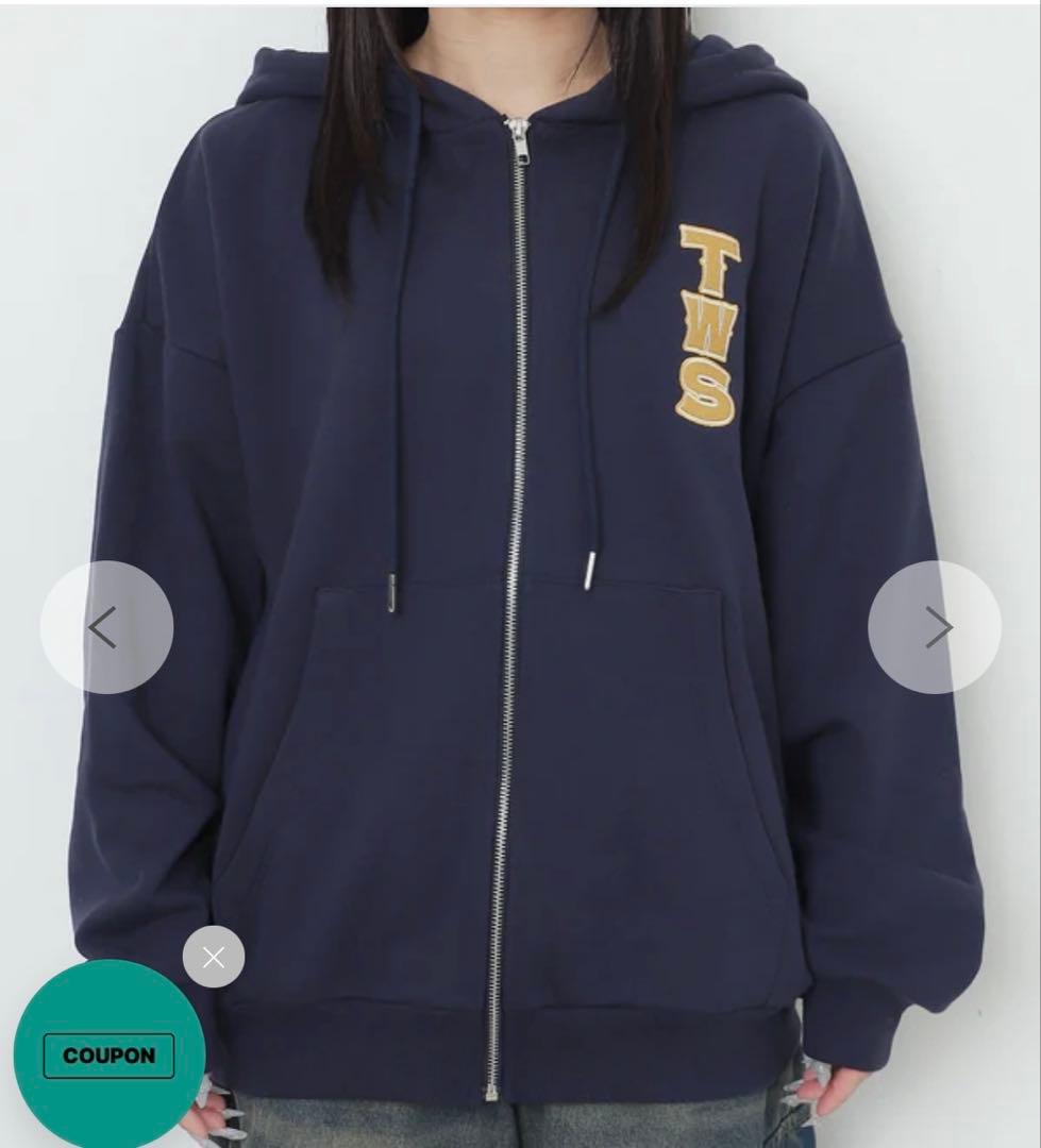 WEGO TWS　グラフィックZIPパーカー　ネイビーM