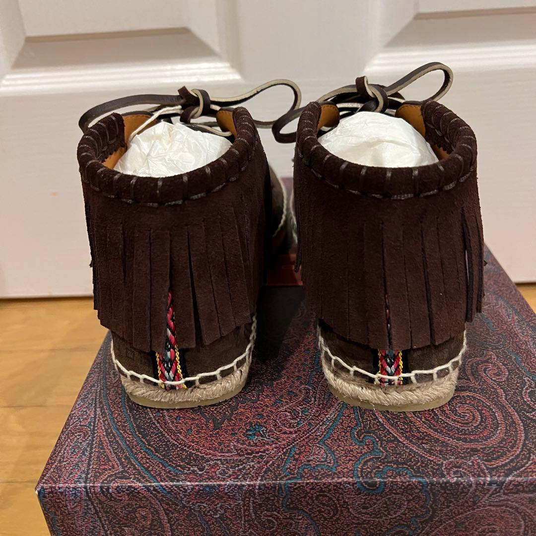 ETRO 未使用　スペイン製　ペイズリー　 高級レザー　リゾート　エスパドリーユ