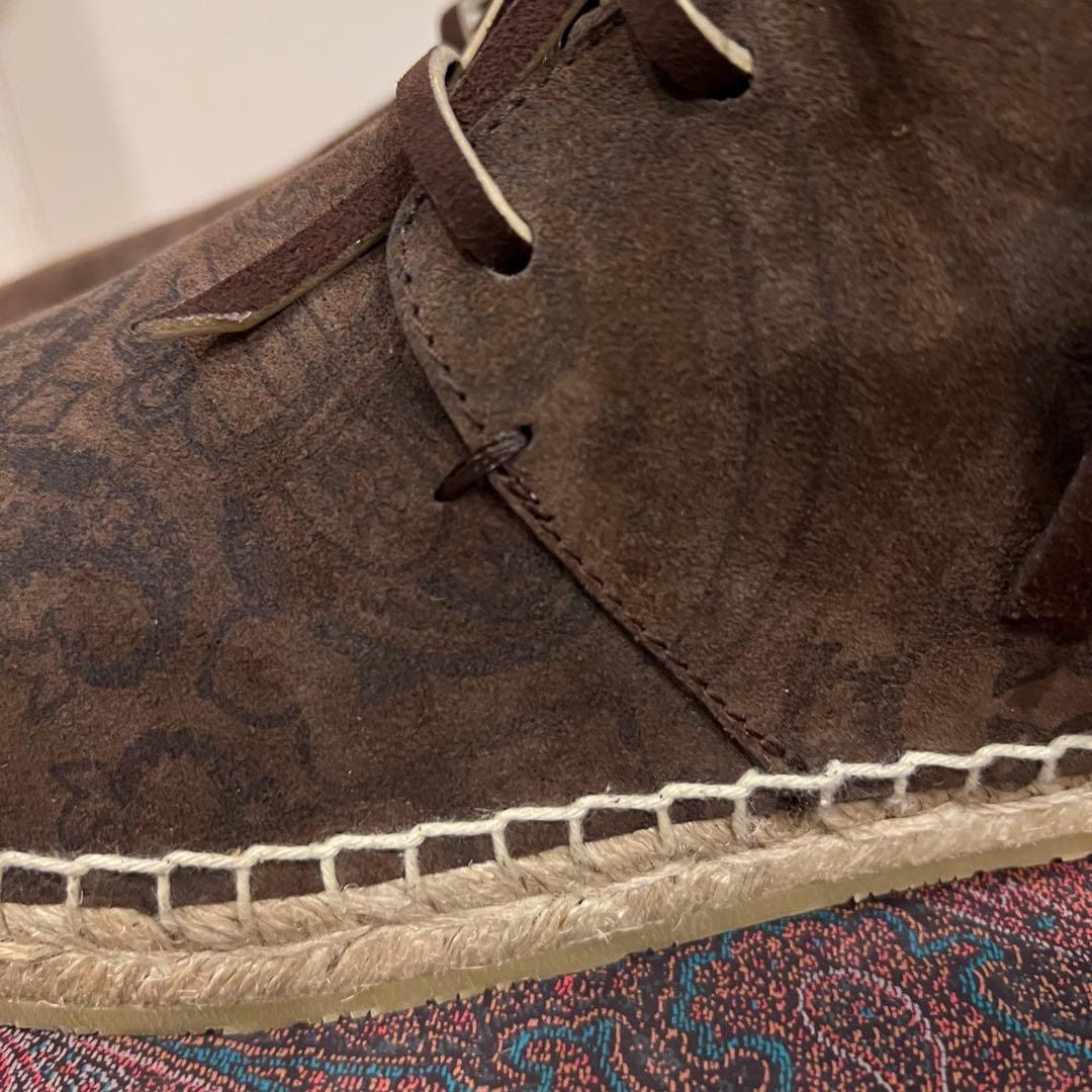 ETRO 未使用　スペイン製　ペイズリー　 高級レザー　リゾート　エスパドリーユ