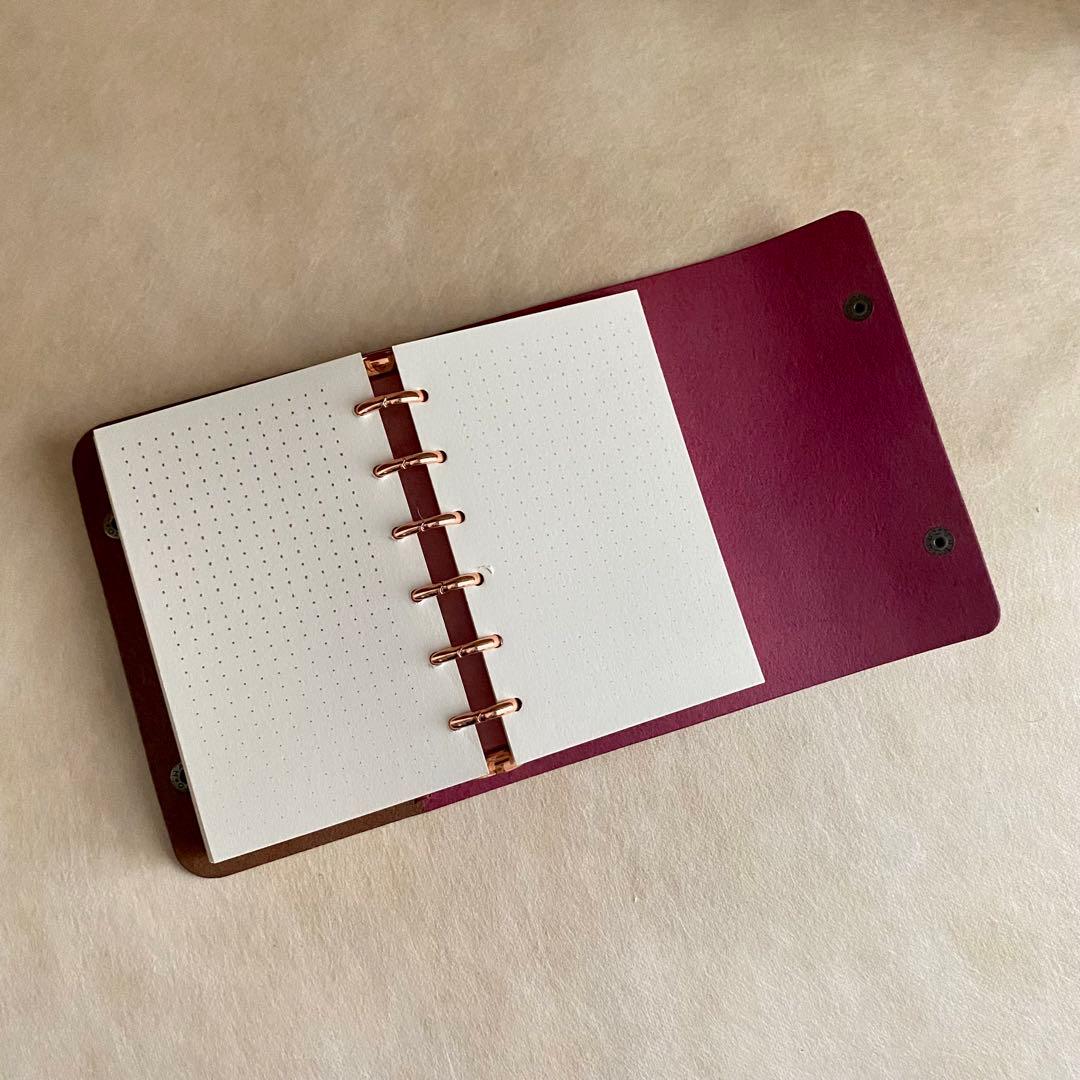 自由手帳 ミニ6 ブラウン×ラズベリー