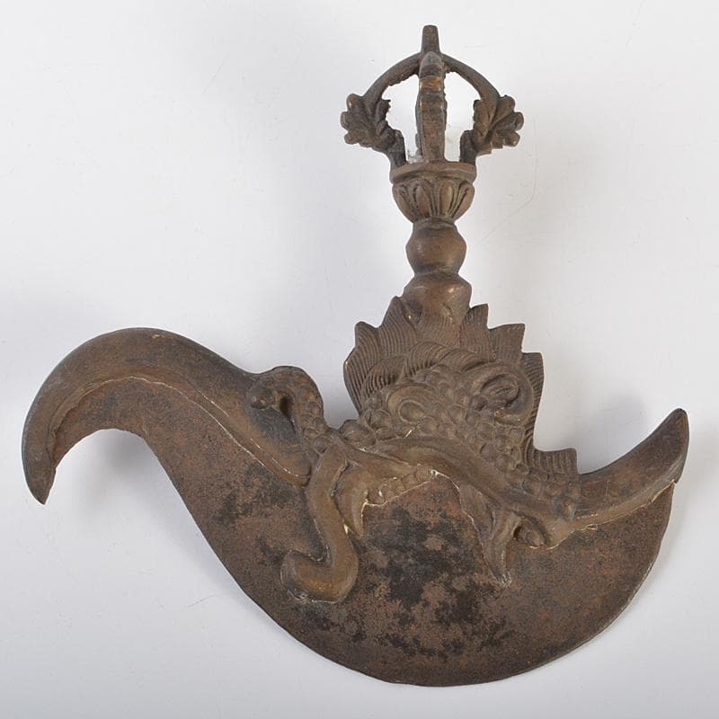 チベット密教法具　古銅　カルティカ　カルタリ　曲刀　斧　M　R7285