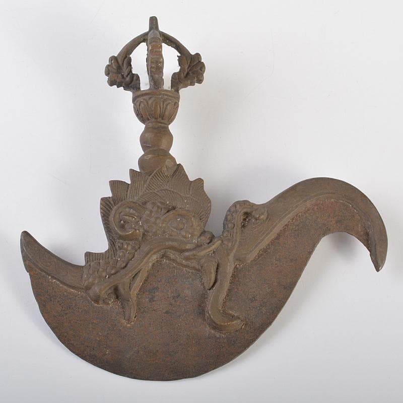 チベット密教法具　古銅　カルティカ　カルタリ　曲刀　斧　M　R7285