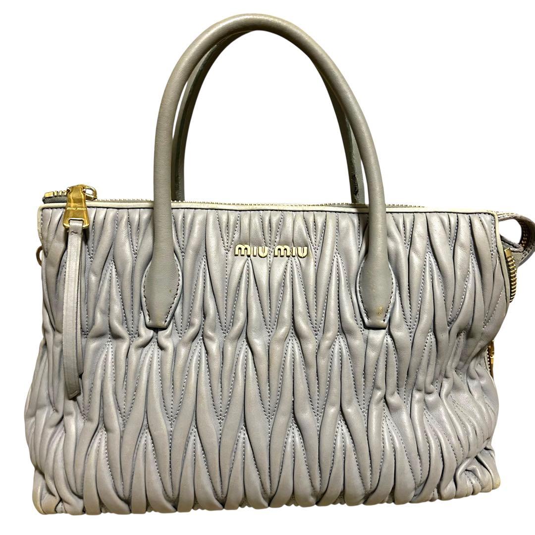 miumiu ハンドバッグ　ショルダーバッグ　マテラッセ　2way グレー