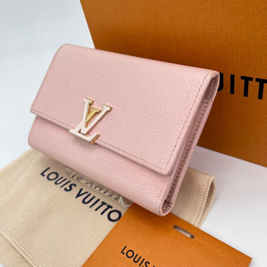 ルイヴィトン 三つ折り財布 ポルトフォイユ カプシーヌ RFID 付属品付き