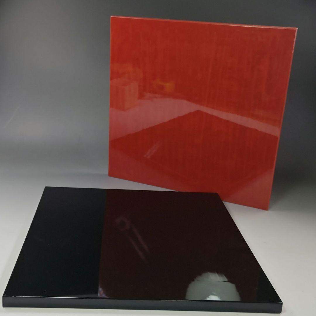 イ871 敷板『塗師　出坂道友』『敷板　2枚組　共箱』花台　漆塗