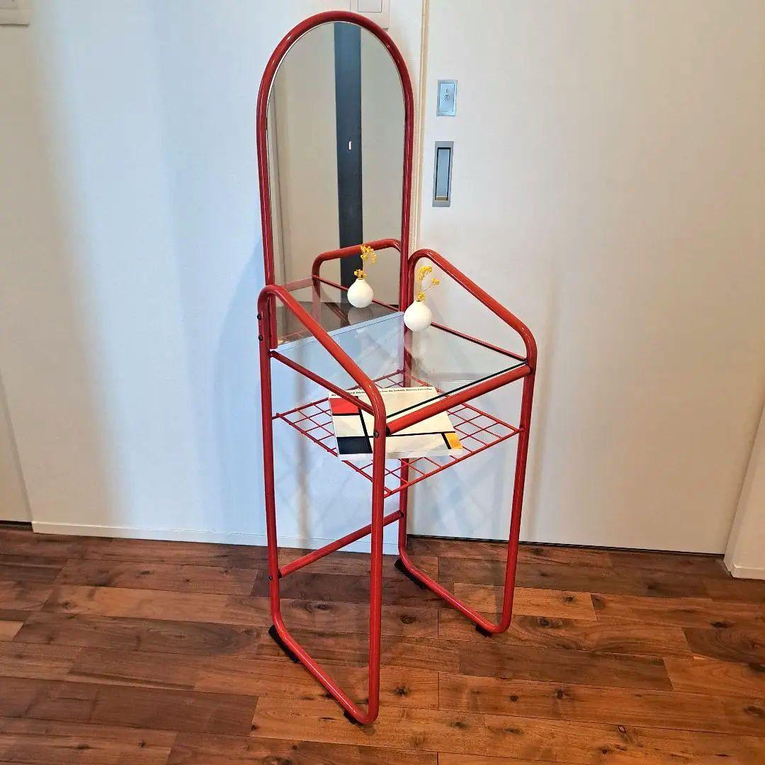 80s ミッドセンチュリー　スペースエイジ　レトロポップ　赤金属ミラードレッサー