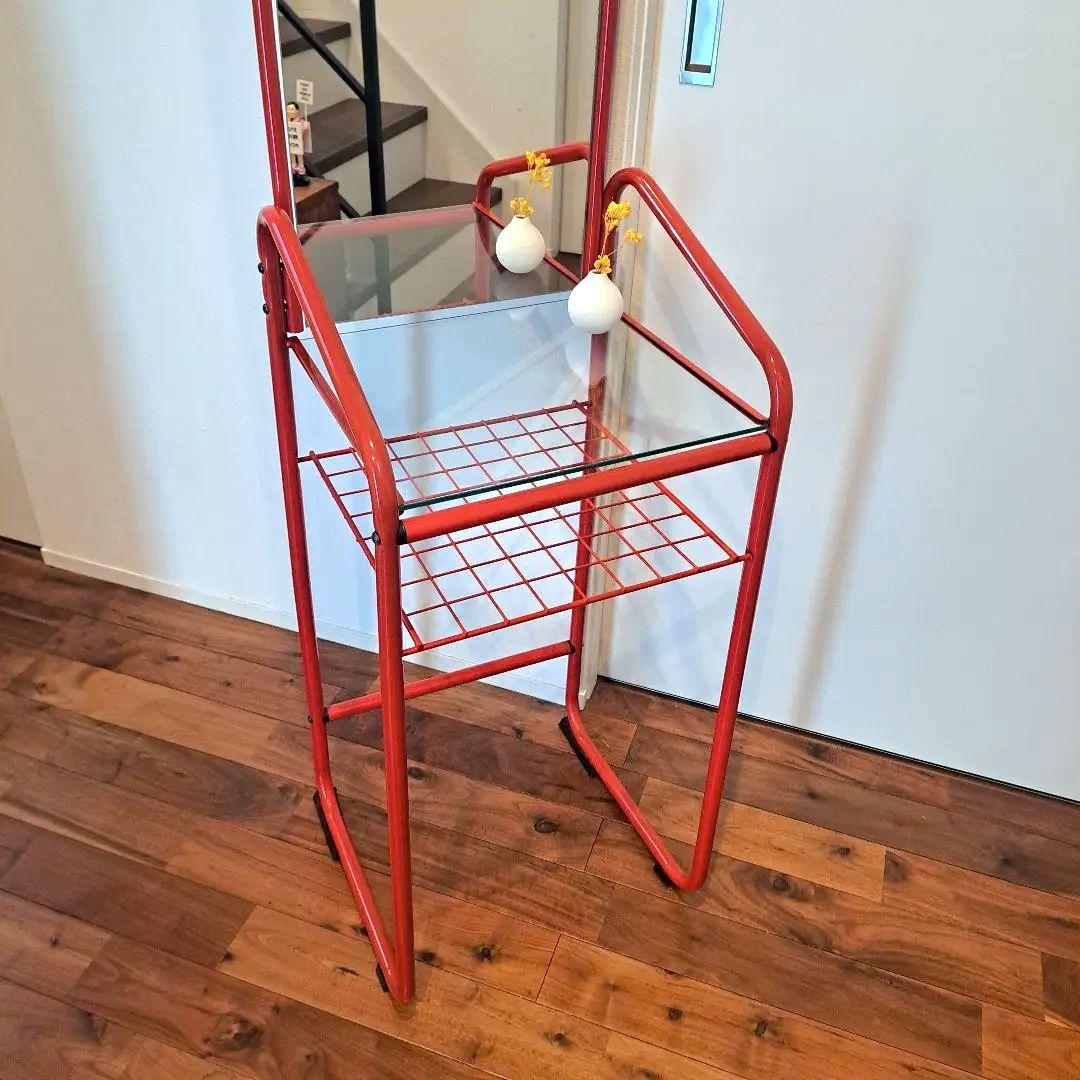 80s ミッドセンチュリー　スペースエイジ　レトロポップ　赤金属ミラードレッサー