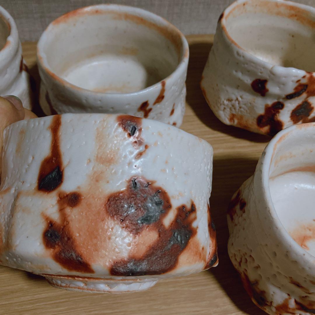 志野焼　汲み出し茶碗 加藤豊久 土代久 真作 5客