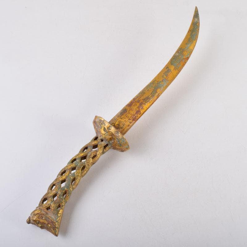 アンティーク　古銅鍍金　アラビアジャンビーヤ　模造刀　C　8749A