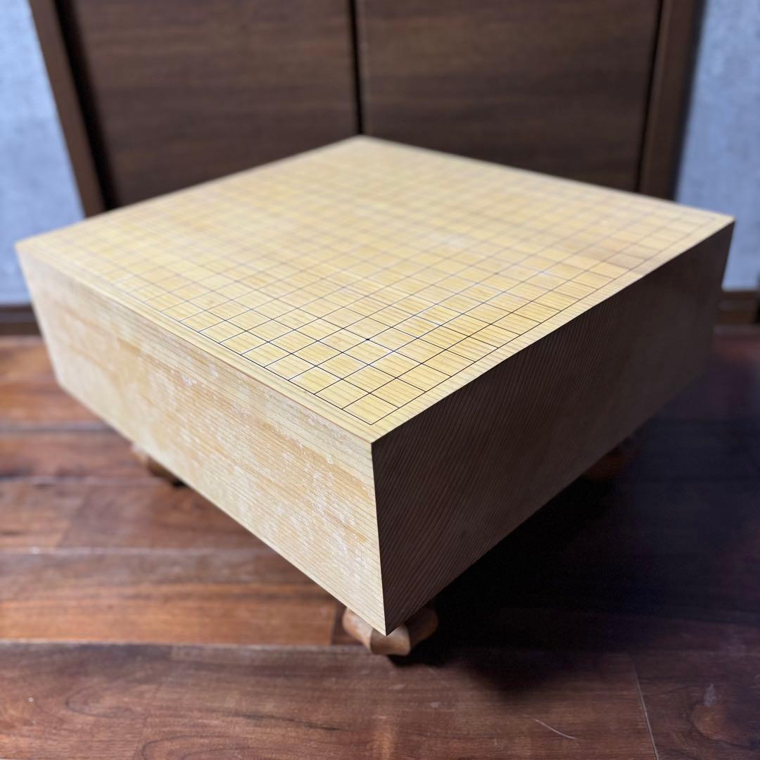 【美品】丸正謹製 5寸 足付碁盤 緑箱・黄色布カバー付き