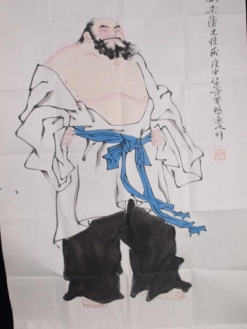 骨董市仕入れ品　中国近代の範曽の掛軸　人物図　肉筆保証 DE037C12-3