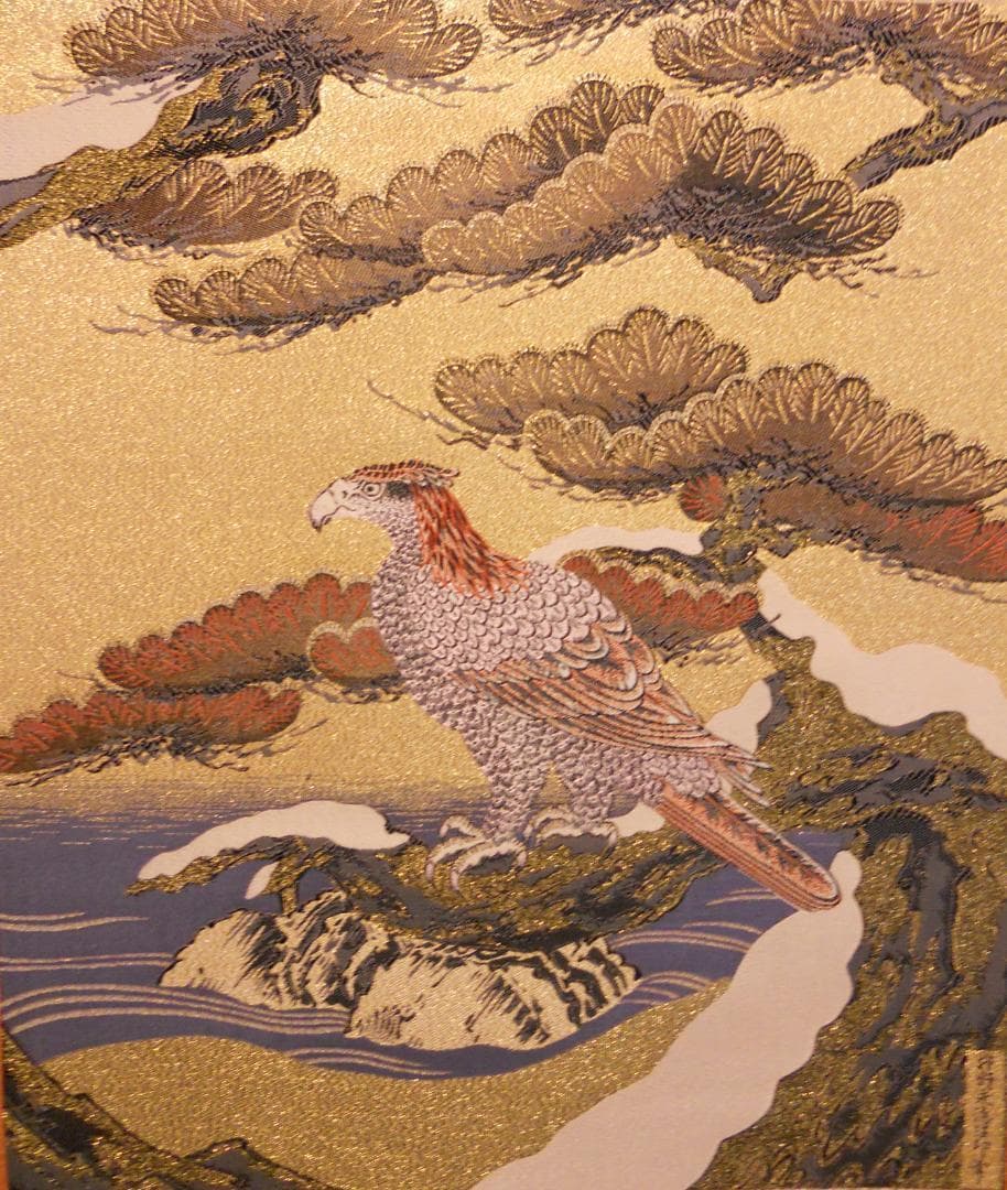 掛け軸 狩野永徳 松鷹図 国宝 刺繍 希少 紋織掛軸 絵 織物 掛軸 美品 です