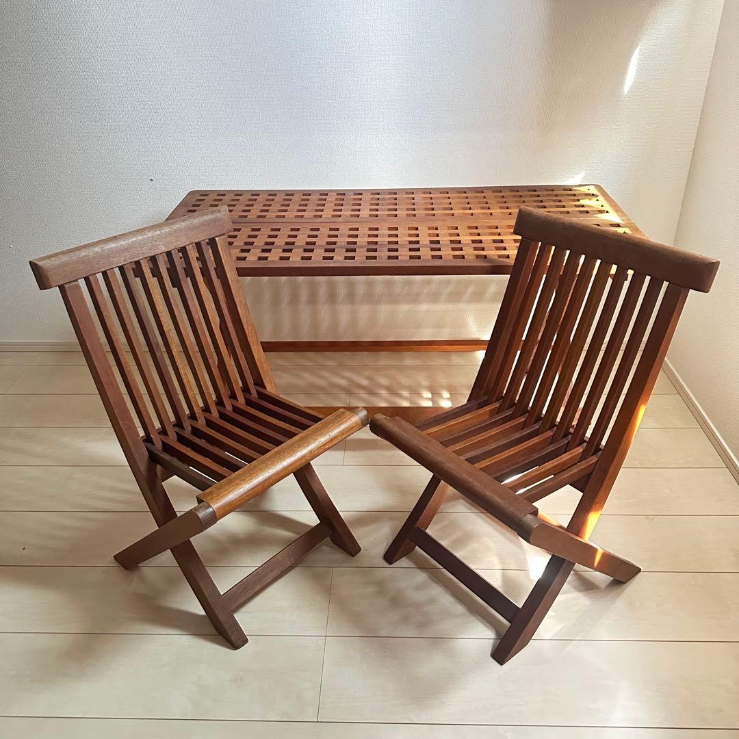 Used☆ビンテージテーブルセット☆ウッドオシャレテーブル3点セット