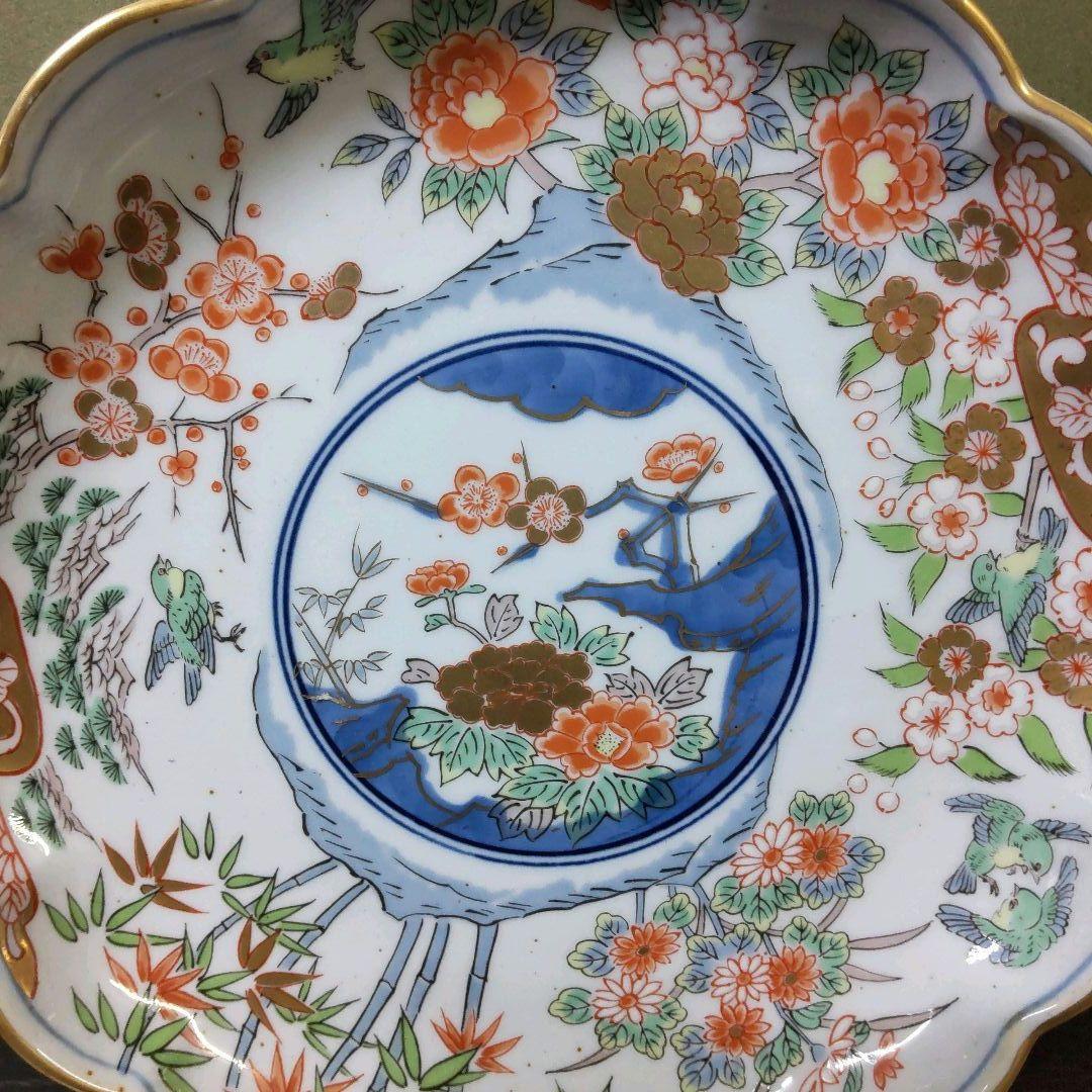 （807）✿有田焼★弥左衛門窯★古伊万里写★7号取皿揃★破魔オマケ付き★