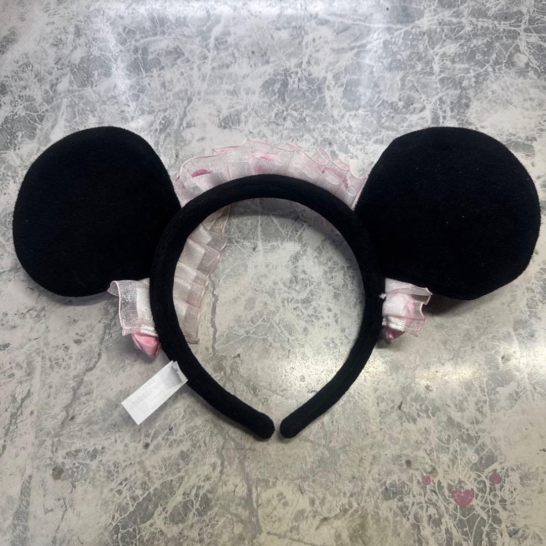 ディズニー ミニー カチューシャ 薔薇レース ピンク