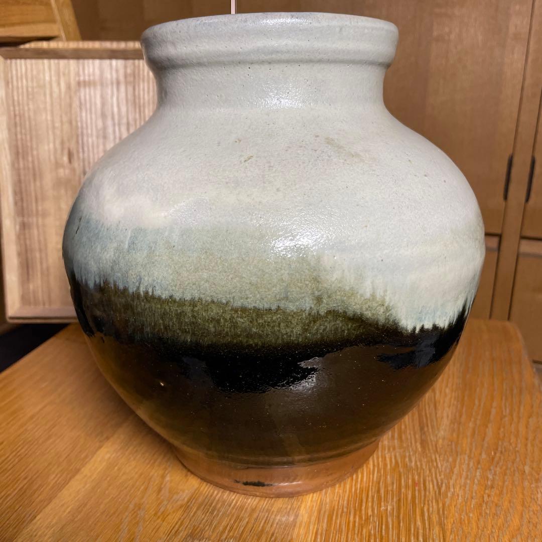 益子焼　浜田篤哉　掛合釉花瓶　共箱