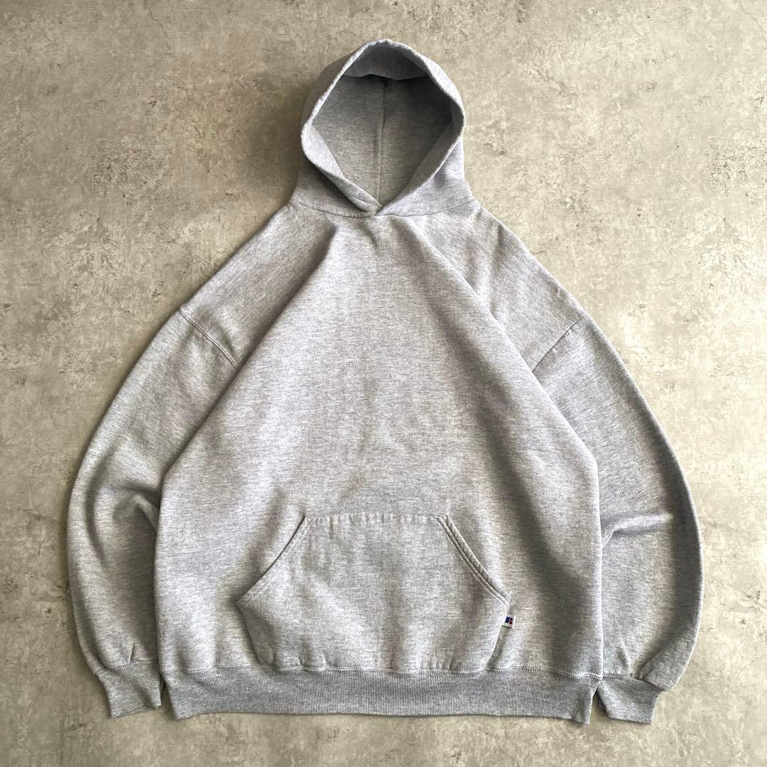 神シルエット 90s ラッセル 無地 パーカー USA製 XXL グレー