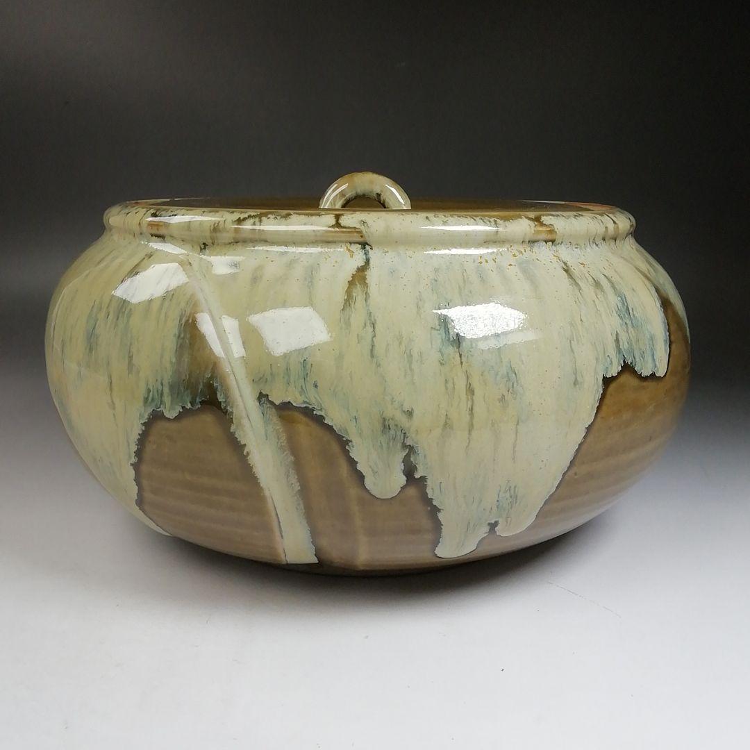 Ｗ６７　水指　『即中斎好　萬古捻梅』『福森比路志 造』　共箱　茶道具