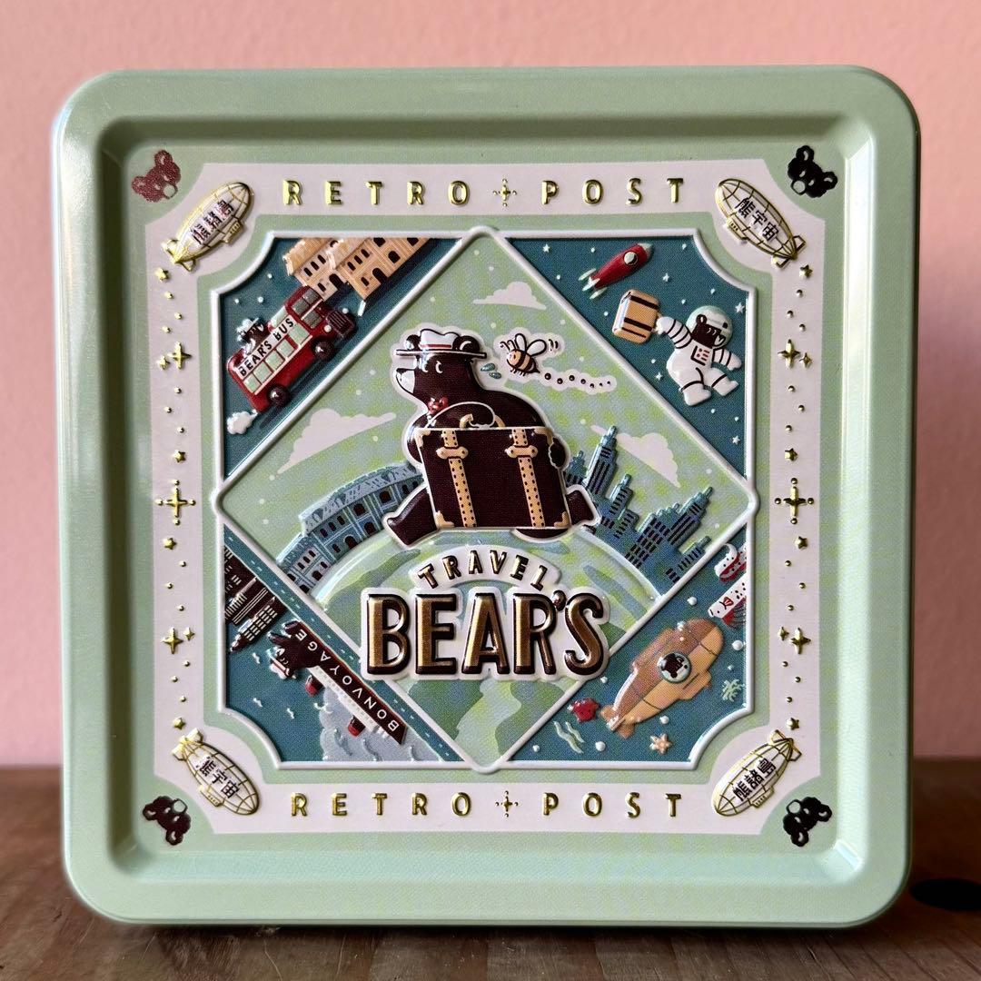 オビワン ROKKAKU 旅熊エンボス缶 レトロ郵便 文具女子博 限定