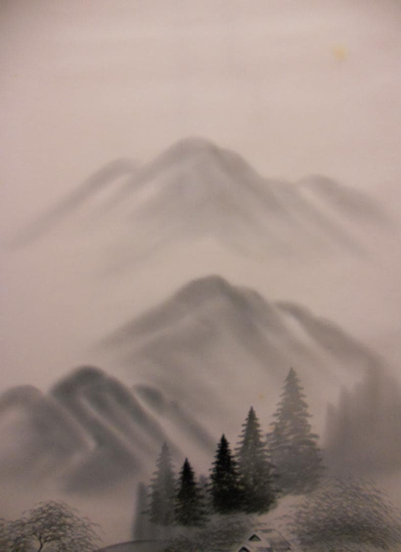 掛け軸 小池玉泉 水墨山水 絹本 希少 軸装 茶道具 掛軸 美品 です。