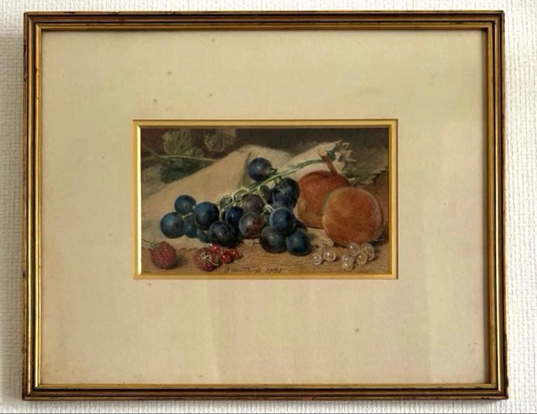 Sidney T. Whiteford 1880年　水彩画　果物の静物　額装