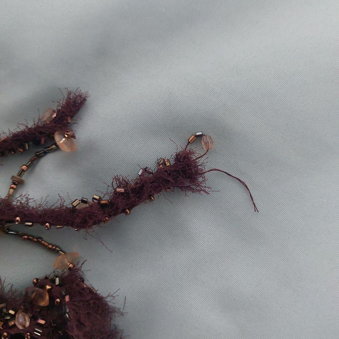 スーウォン ブラウン フリンジビーズスパンコール パーティードレス