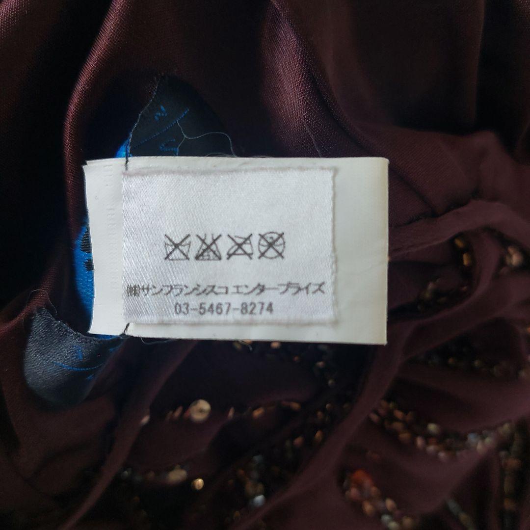 スーウォン ブラウン フリンジビーズスパンコール パーティードレス