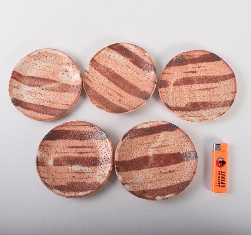 和食器　志野焼　加藤重高作　重高陶房　翠窯　志野銘々皿　共箱　M　R5010